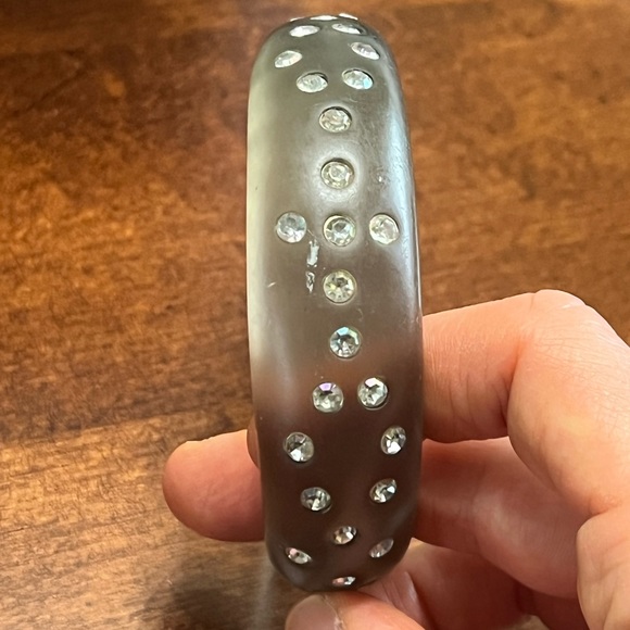 Vintage Plastic Bangle Bracelet with Rhinestones - Picture 4 of 6